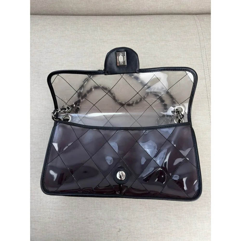 CHANEL Black Patent Leather Classic Flap Medium SHW
